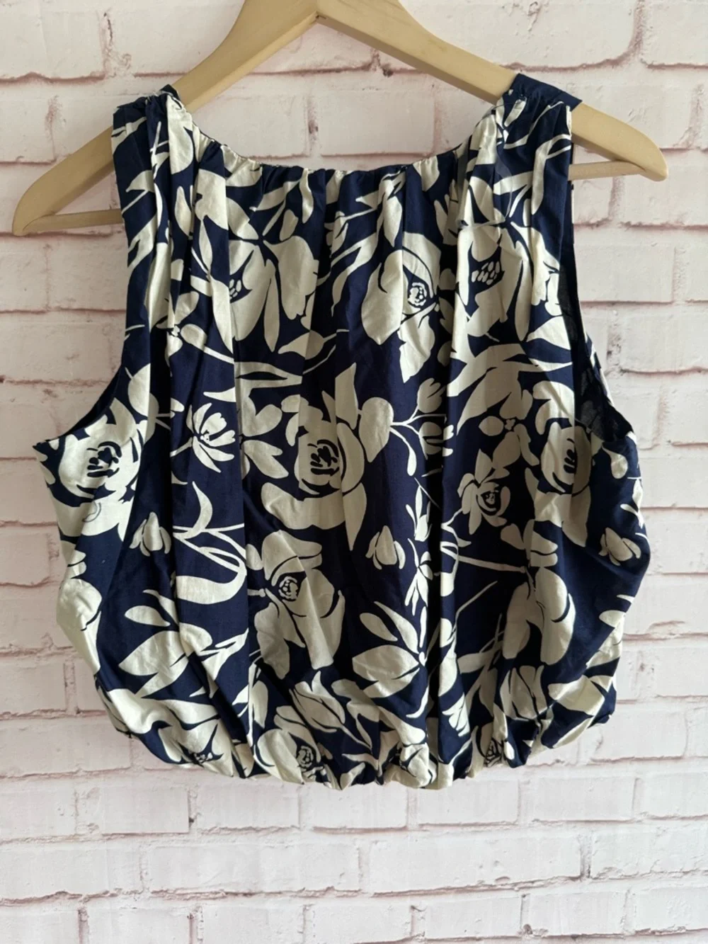 Navy‎ and Cream Floral Scoop Neck Tank and Matching Skirt Set